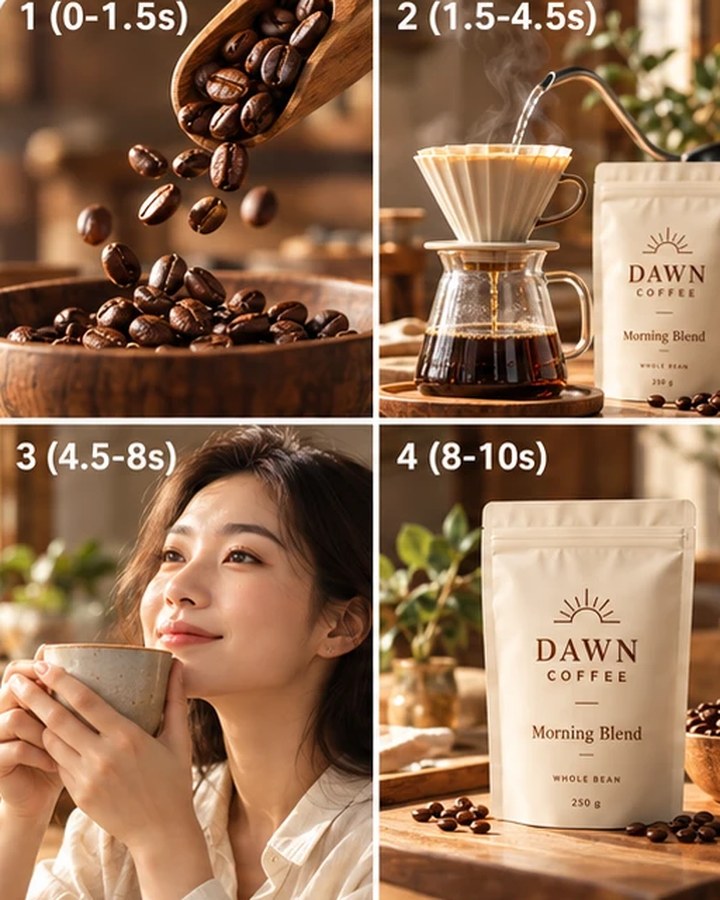 4-scene coffee shoot storyboard example