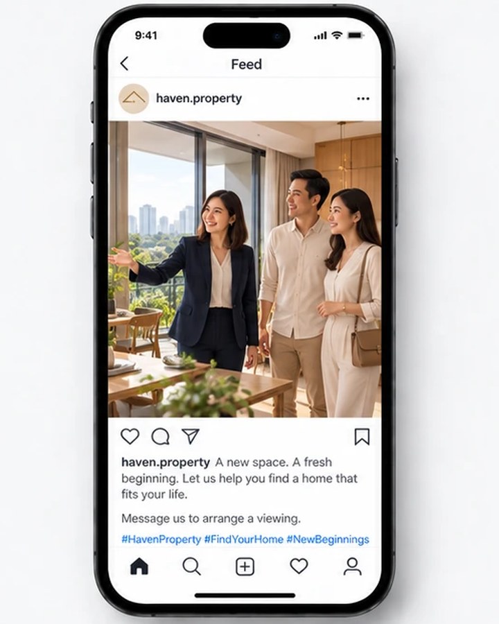 AI-generated caption example on a property social post